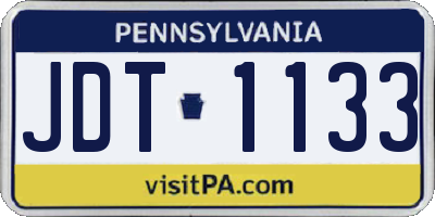 PA license plate JDT1133