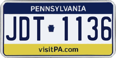 PA license plate JDT1136