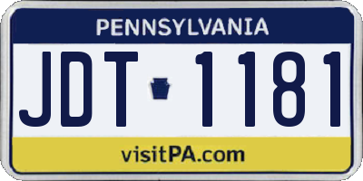 PA license plate JDT1181
