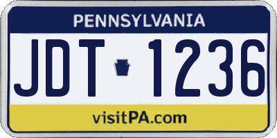 PA license plate JDT1236