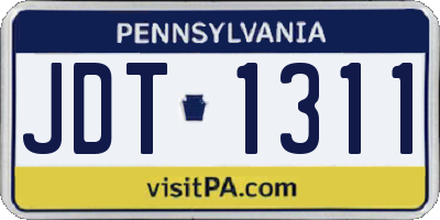 PA license plate JDT1311