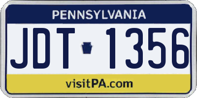PA license plate JDT1356