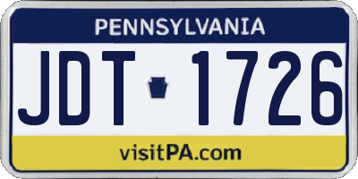 PA license plate JDT1726