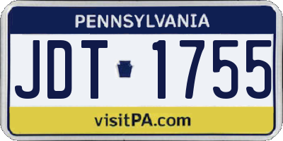 PA license plate JDT1755