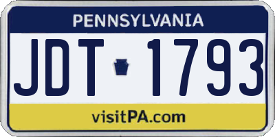 PA license plate JDT1793