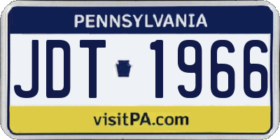 PA license plate JDT1966