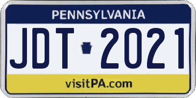 PA license plate JDT2021