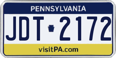 PA license plate JDT2172