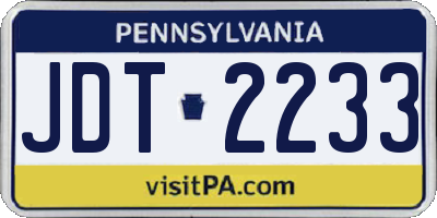 PA license plate JDT2233