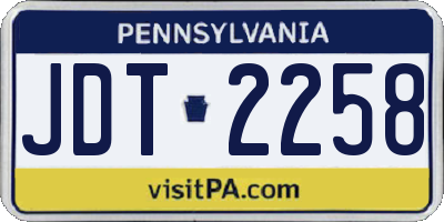 PA license plate JDT2258