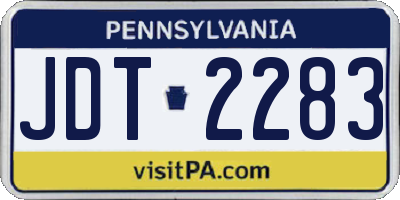 PA license plate JDT2283