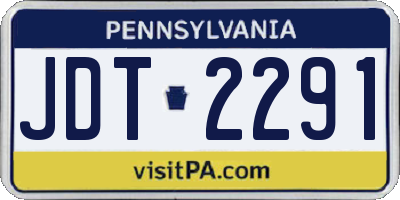 PA license plate JDT2291