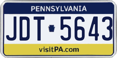 PA license plate JDT5643