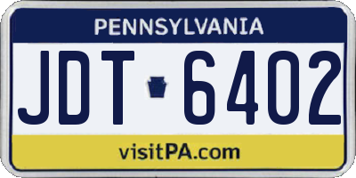 PA license plate JDT6402