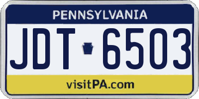 PA license plate JDT6503
