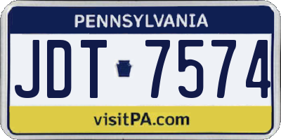 PA license plate JDT7574