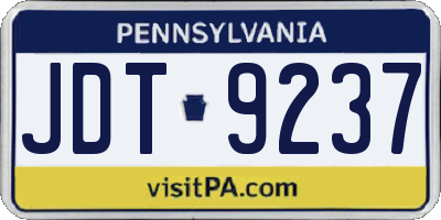 PA license plate JDT9237