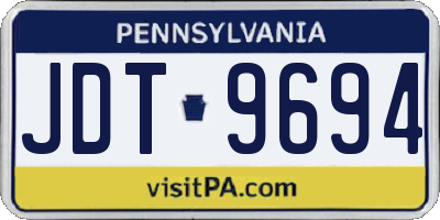 PA license plate JDT9694