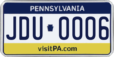 PA license plate JDU0006