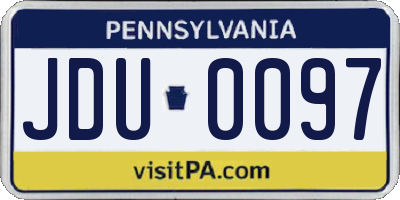 PA license plate JDU0097