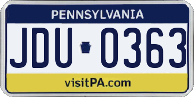 PA license plate JDU0363