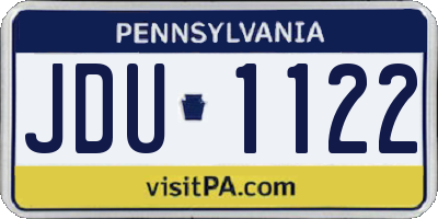 PA license plate JDU1122