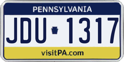PA license plate JDU1317