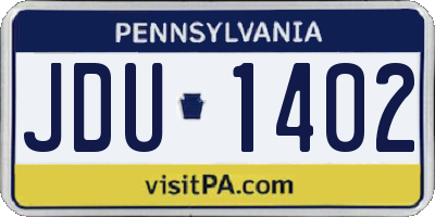 PA license plate JDU1402