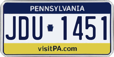 PA license plate JDU1451