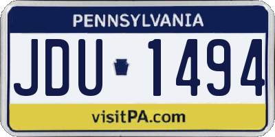 PA license plate JDU1494
