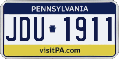 PA license plate JDU1911
