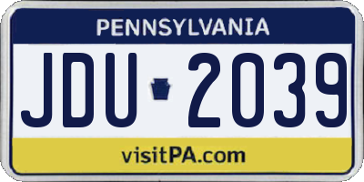 PA license plate JDU2039
