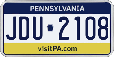 PA license plate JDU2108