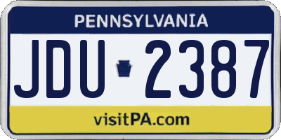 PA license plate JDU2387