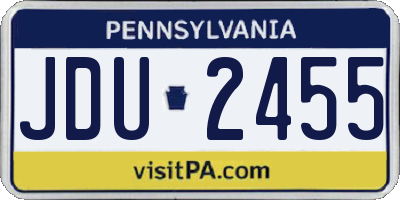 PA license plate JDU2455