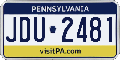 PA license plate JDU2481