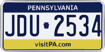 PA license plate JDU2534