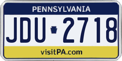 PA license plate JDU2718