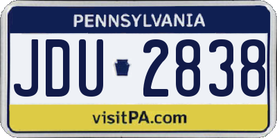 PA license plate JDU2838