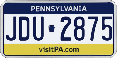 PA license plate JDU2875