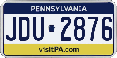 PA license plate JDU2876