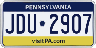 PA license plate JDU2907