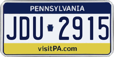 PA license plate JDU2915