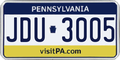 PA license plate JDU3005