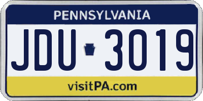 PA license plate JDU3019