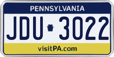 PA license plate JDU3022