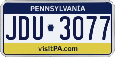 PA license plate JDU3077