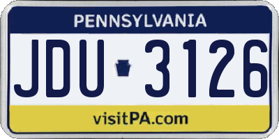 PA license plate JDU3126