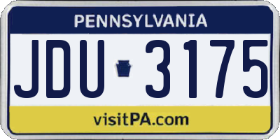 PA license plate JDU3175