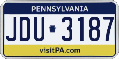 PA license plate JDU3187